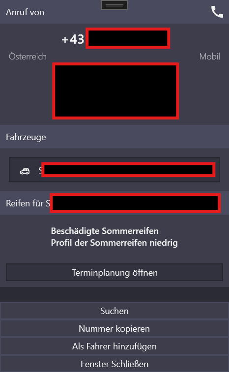 Calling popup from a customer